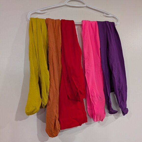 Set of 5 Target Brand Tights Red Orange Yellow Pink Purple One Size - Picture 2 of 2